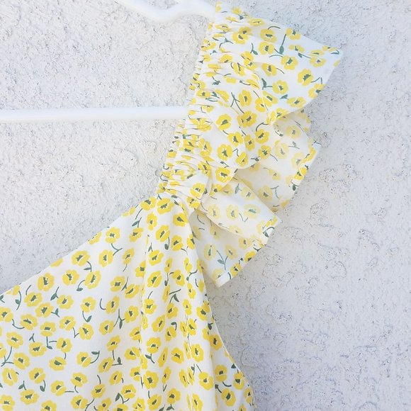 H&M Yellow Floral Ruffle-trimmed Top - Picture 8 of 13